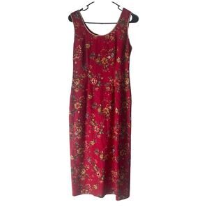 Jessica Howard Vintage 90s Petite 6 Red‎ Farm Cottage Barn Floral Maxi Dress